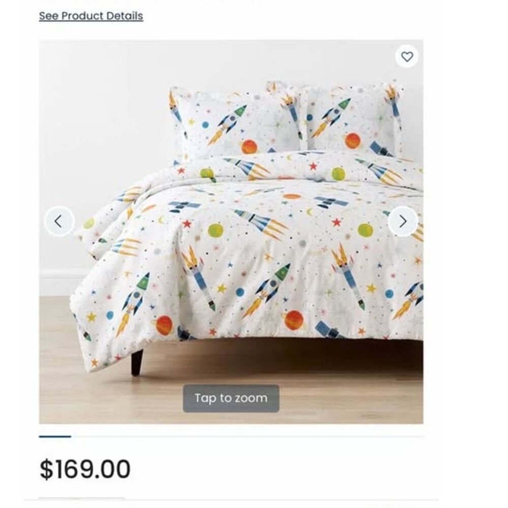 Outerspace Classic Cool Organic Cotton Percale Duvet Cover  Full size